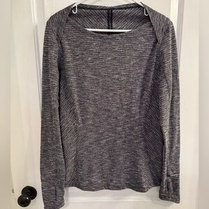 Lululemon Kanto Catch Me Long Sleeve Coco Pique Black White